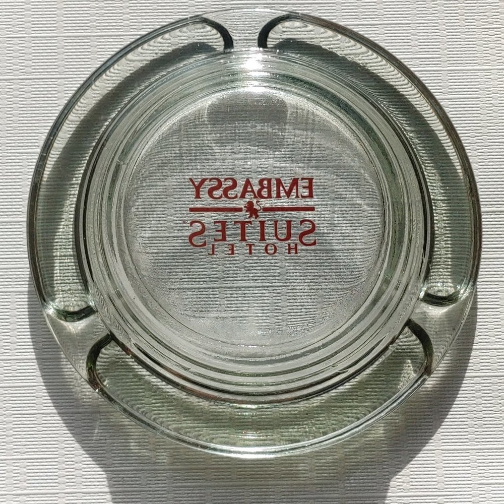 Vintage Round Glass Embassy Suites Ash Tray